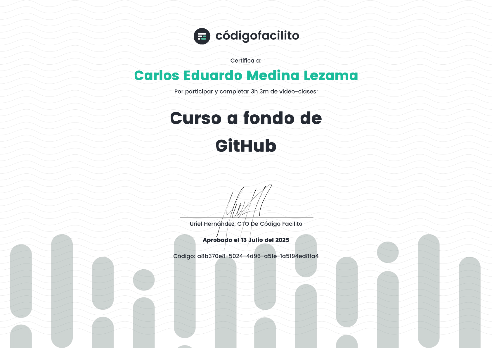 Curso a Fondo de GitHub - CódigoFacilito - Carlos Eduardo Medina Lezama